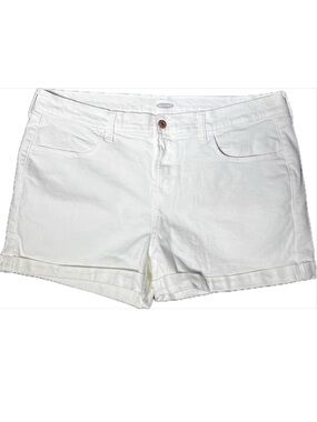 Old Navy White Denim Cuffed Jean Shorts Size 16
